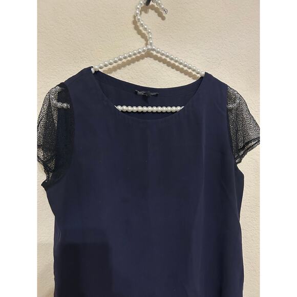 Eileen Fisher Size Petite Small Silk Blouse Blue Lightweight Quiet Luxury Top - Picture 7 of 11